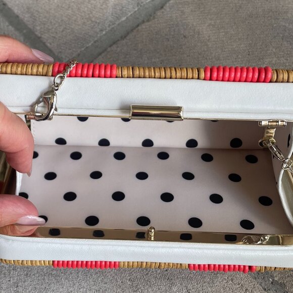 KATE SPADE KITT WICKER CONVERTIBLE CLUTCH CROSSBODY BAG Rectangular Casual - Picture 14 of 16